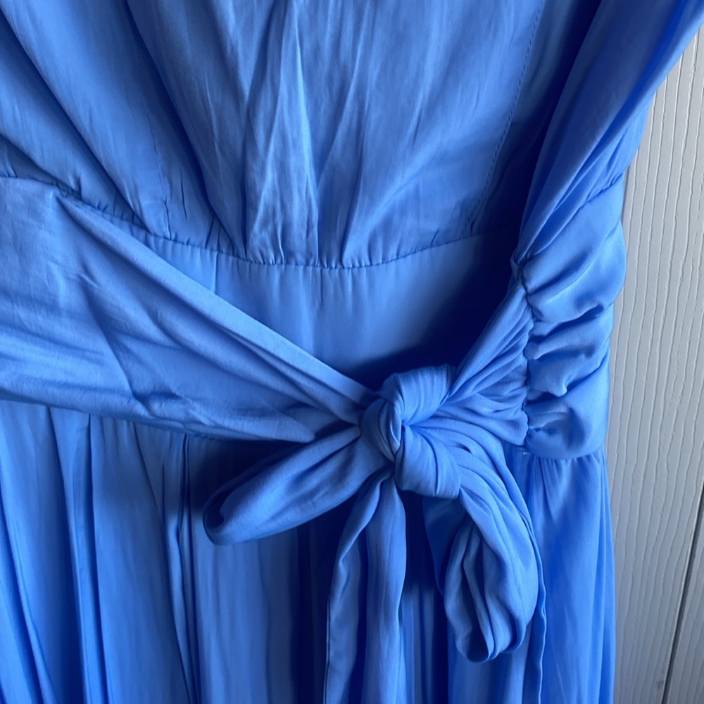 Joie NWT V-Neck Tie Waist Pleated Pockets Hidden Back Zip Close Midi Dress Sz 8 - Picture 7 of 17